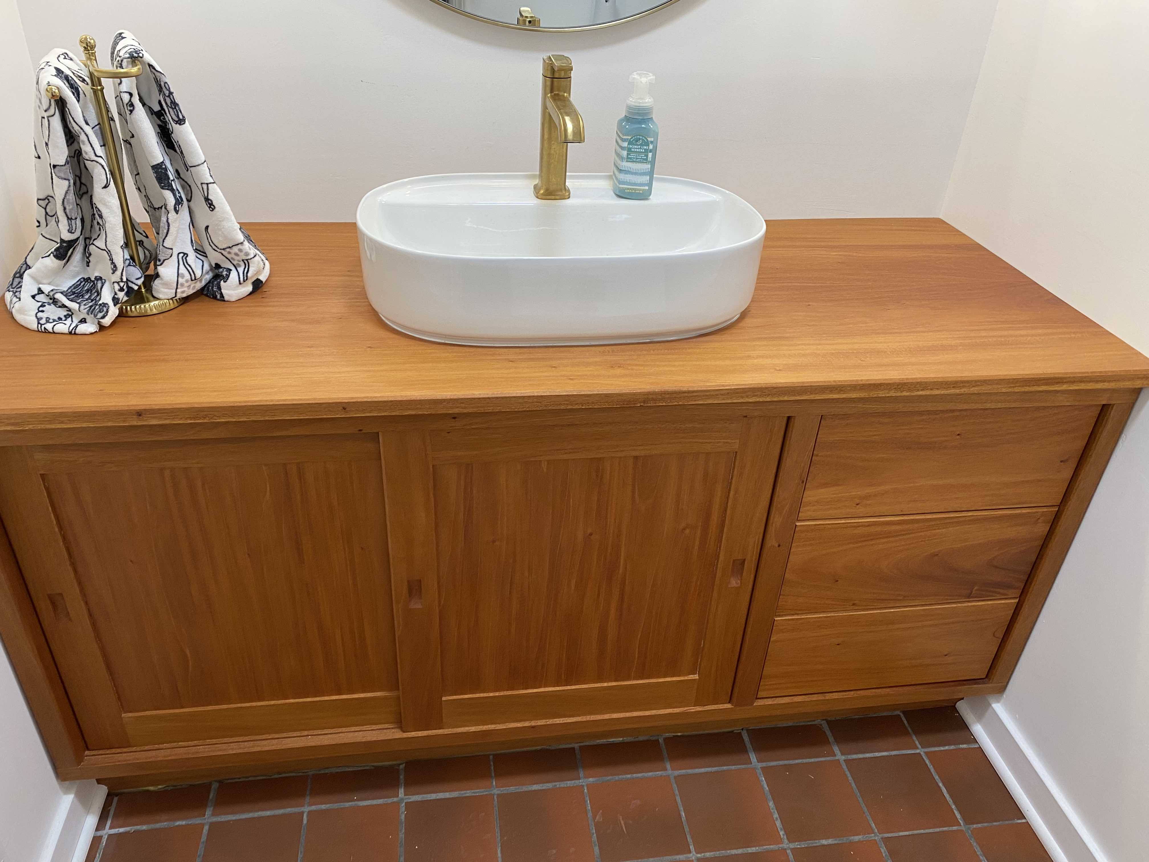 Vanity in Fijian mahogany